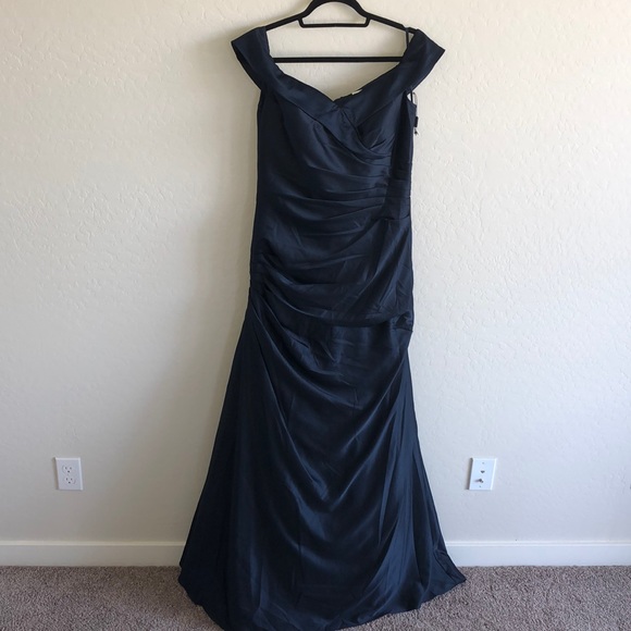 La Femme ruched satin trumpet gown - Picture 9 of 13